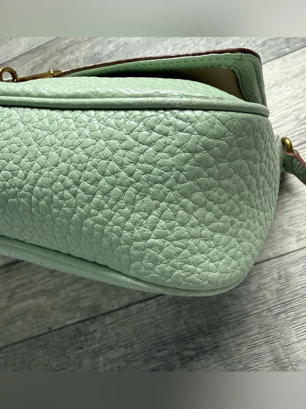 Genuine FOSSIL teal blue leather crossbody shoulder bag messenger style